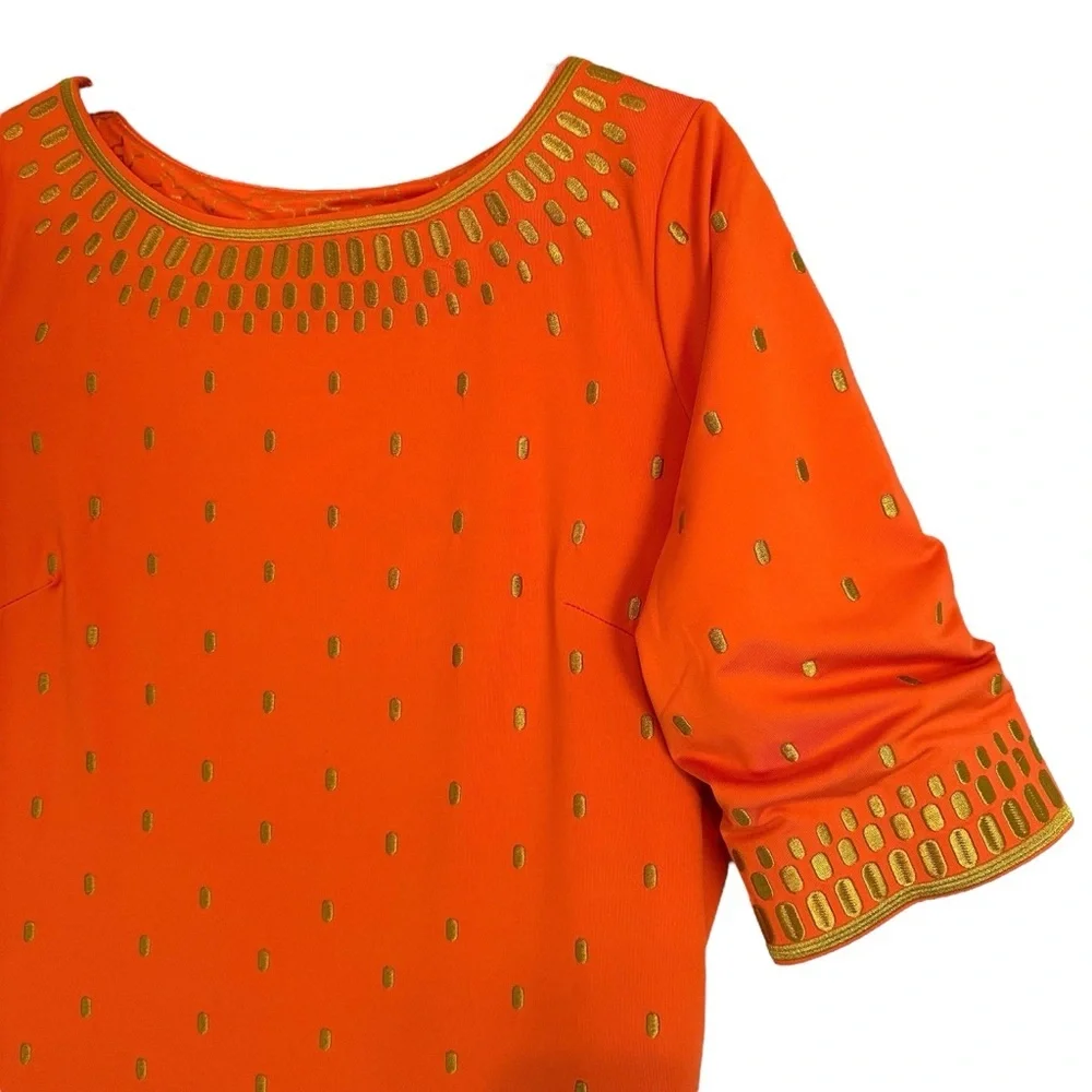 Gretchen‎ Scott Rocket Girl Dress Large Orange Embroidered Tunic Resort NWT